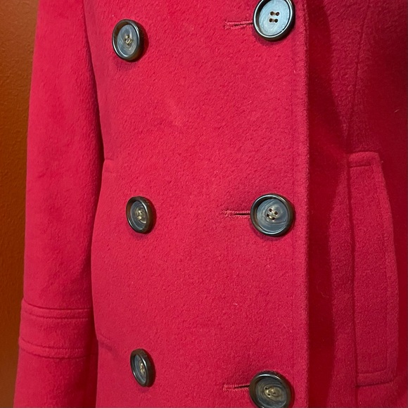 Fleurette x Loro Piana Women’s Timeless 100%‎ Wool Red Double Breasted Pea Coat - Picture 6 of 9